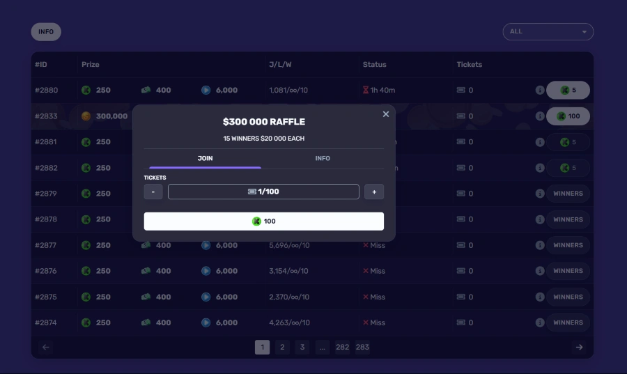 $300K Raffle on Roshtein.com