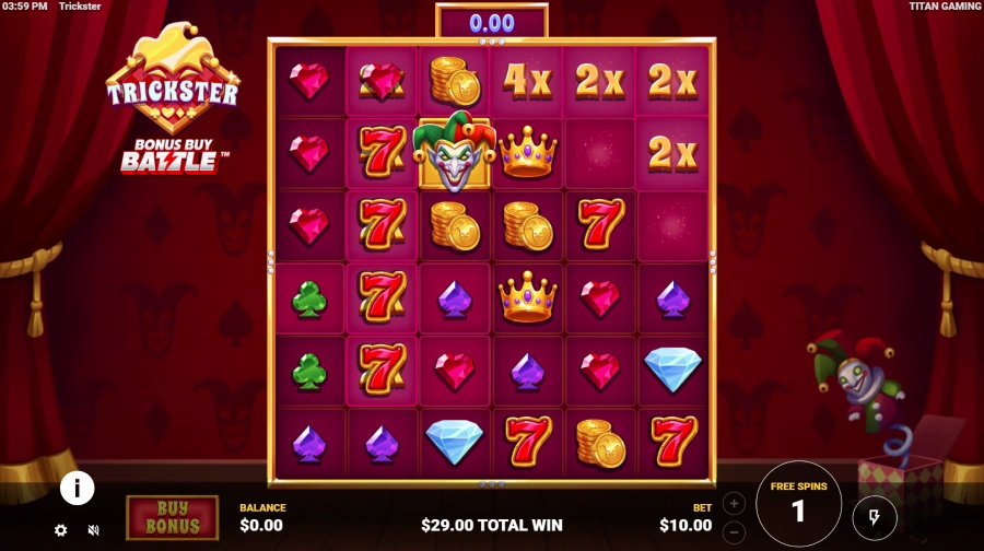 Screenshot of Trickster slot free spins
