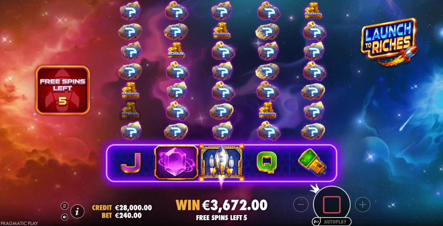 Screenshot of Launch To Riches slot free spins