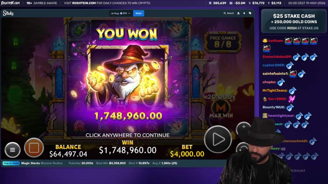 Magic Stacks $1.5 million base game win