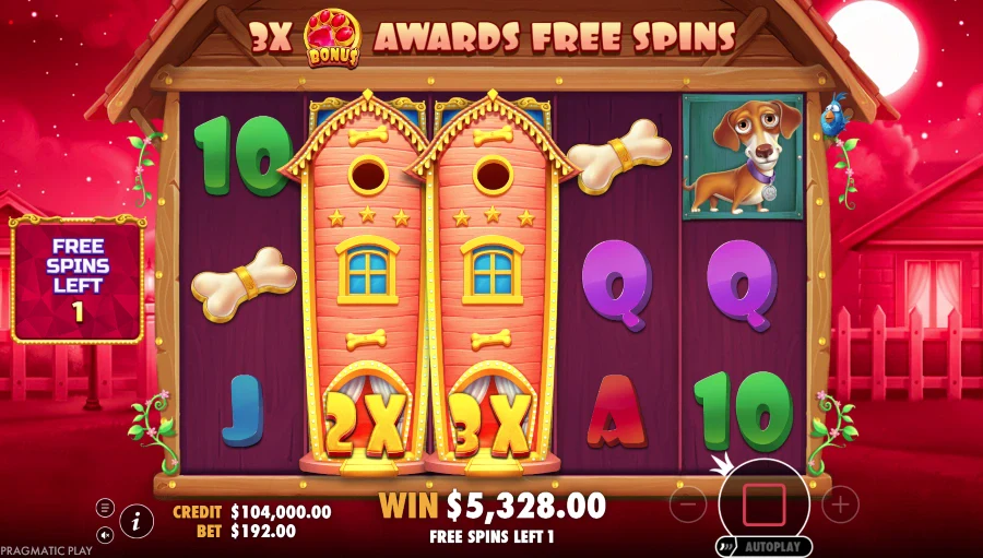 Screenshot of The Big Dog House slot free spins