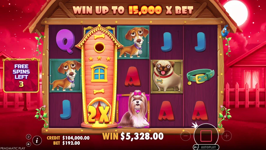 Screenshot of The Big Dog House slot free spins