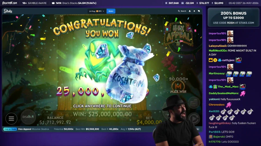 Roshtein's $25 Million Win on Hex Appeal