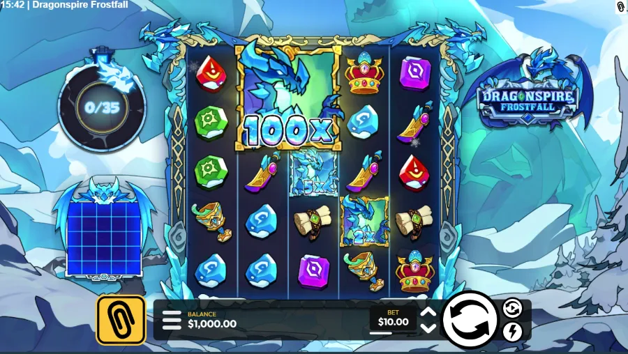 Screenshot of Dragonspire: Frostfall slot