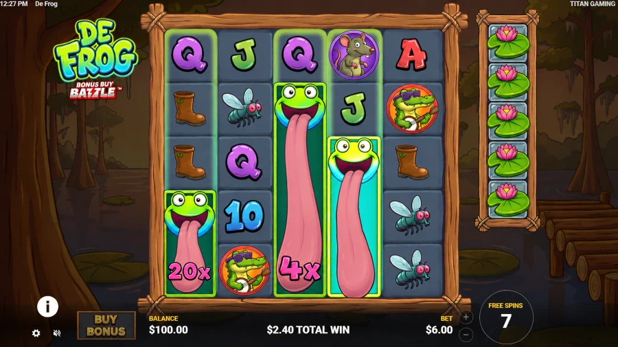 Screenshot of De Frog slot free spins