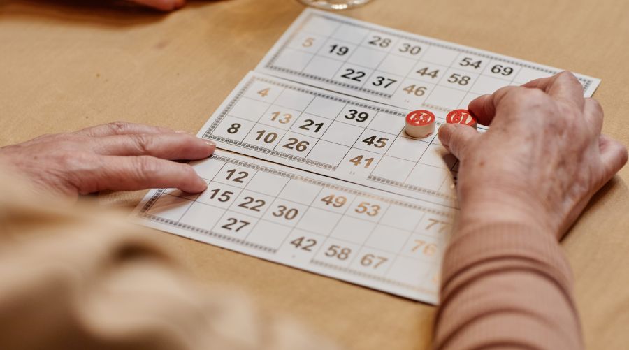 Senior Adult Playing a Bingo Game