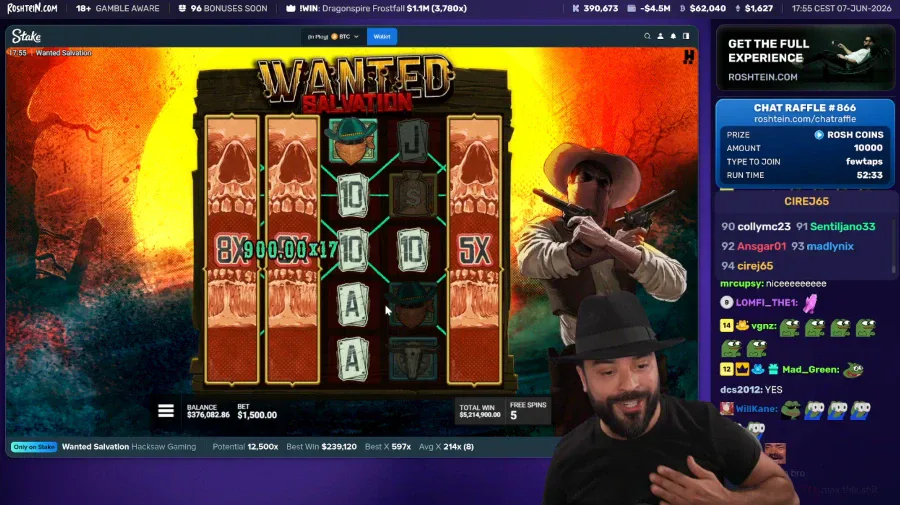 Roshtein's $5.3 Million Win on Wanted Salvation