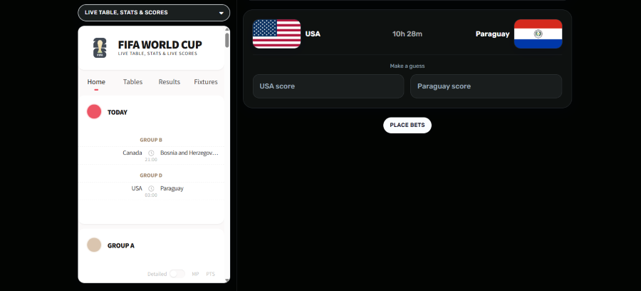 World Cup 2026 Widget Live Table