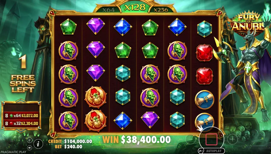 Screenshot of Fury of Anubis slot free spins