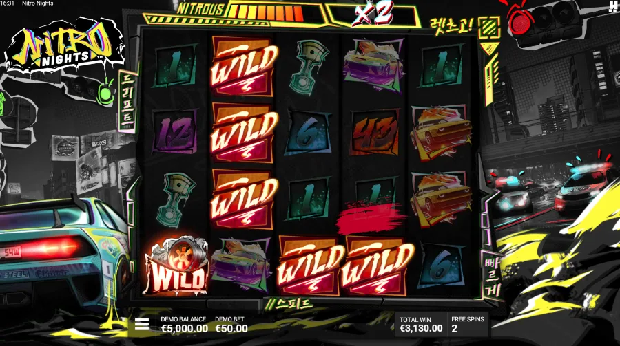 Screenshot of Nitro Nights slot free spins