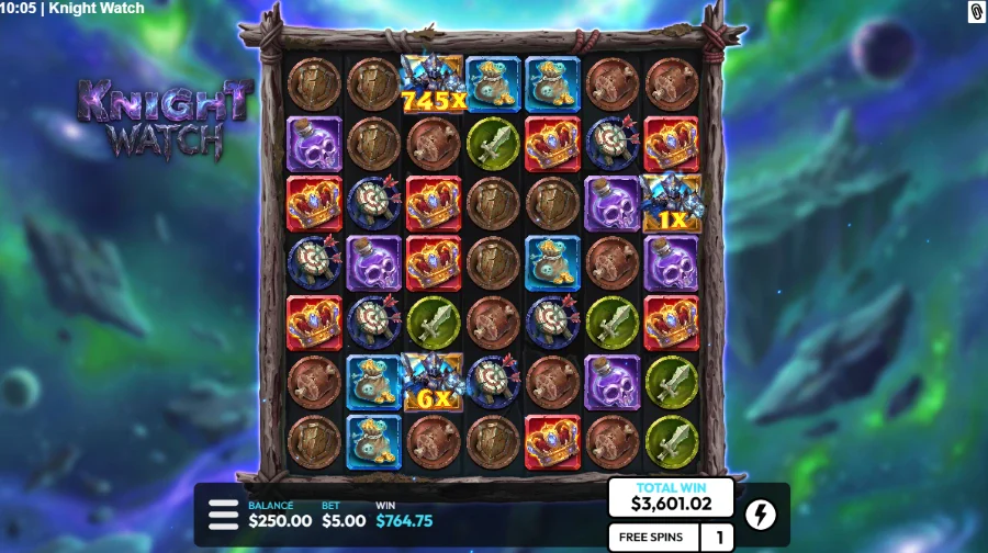 Screenshot of Knight Watch slot free spins
