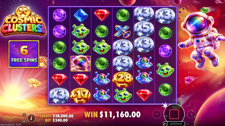 Screenshot of Cosmic Cluster slot free spins