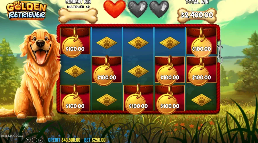 Screenshot of Golden Retriever slot free spins round