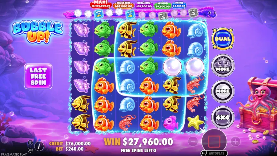 Screenshot of Bubble Up! slot free spins