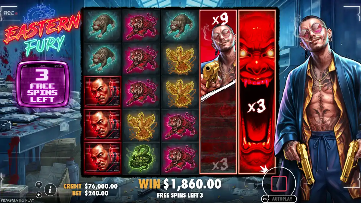 Screenshot of Eastern Fury slot free spins round