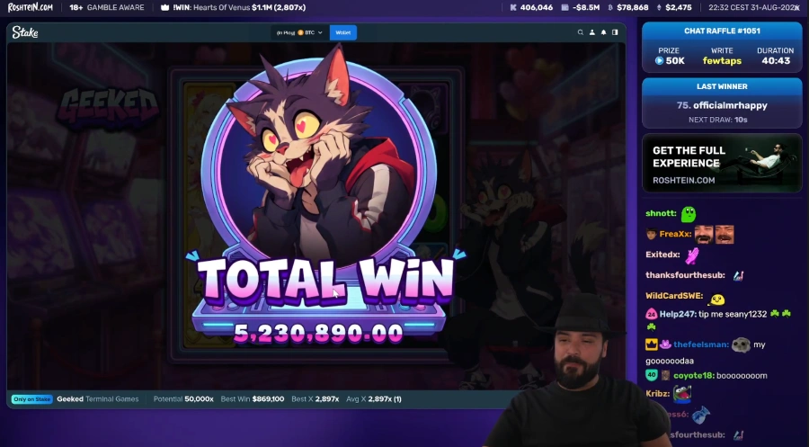 Roshtein Scoring 5.2 Million on Geeked Slot