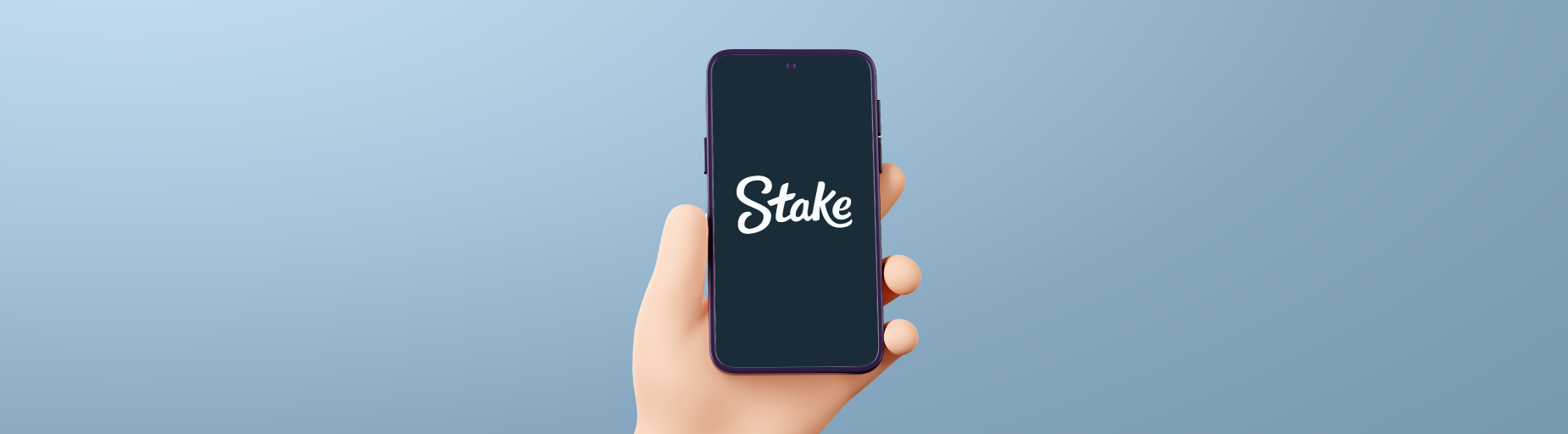mobile phone with stake logo on screen