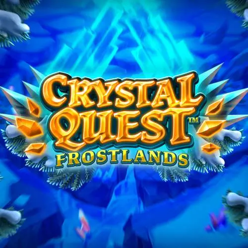 crystal quest in yellow letter on blue background