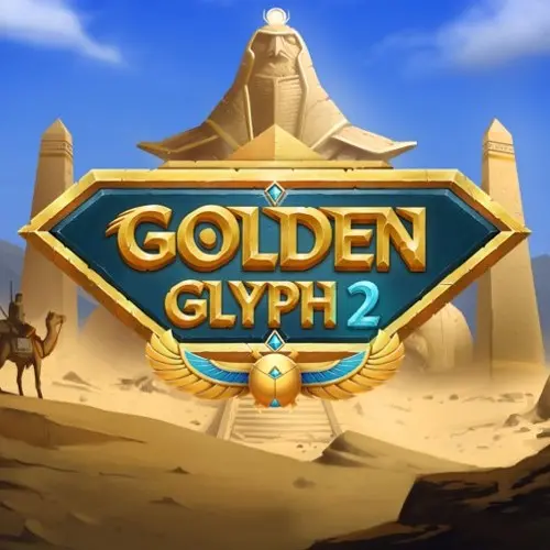 golden glyph 2 in yellow letters in desert