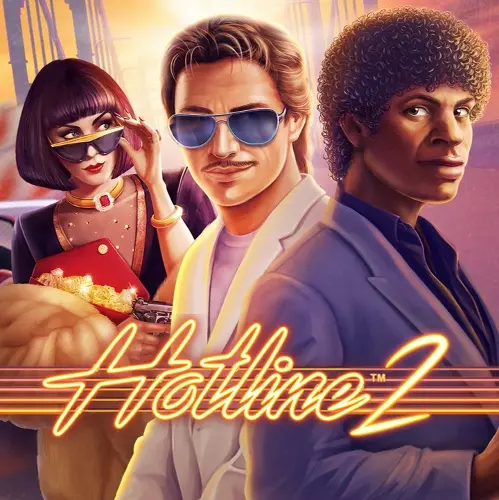 2 men and a woman elegantly dressed with hotline 2 in golden letters